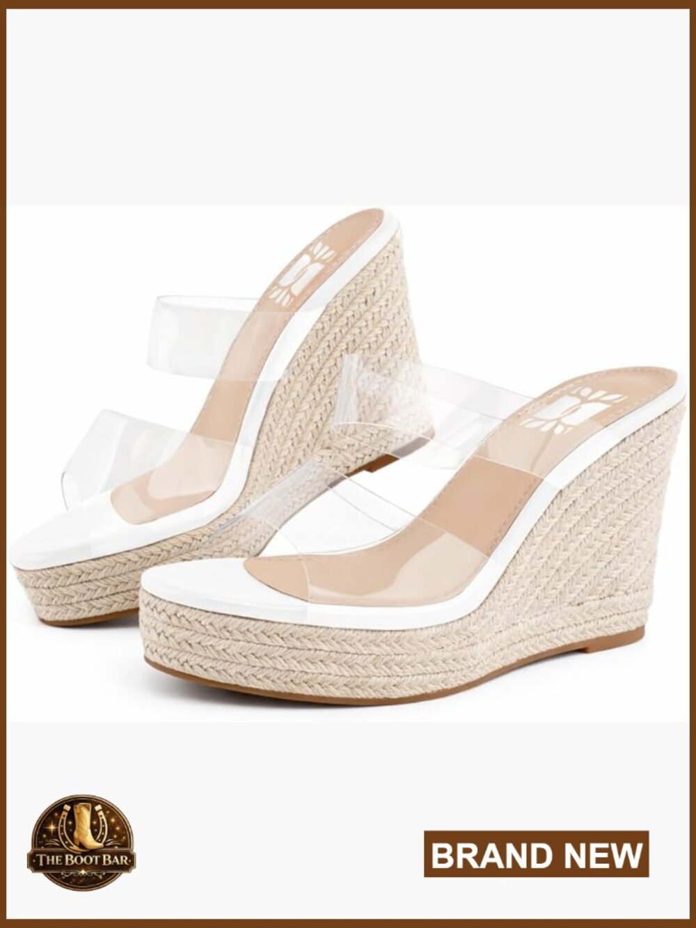 Slip On Espadrille Platform Wedge Sandals Open Toe Clear Heels